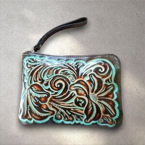 Patricia Nash Tooled Turquoise Cassini Wristlet